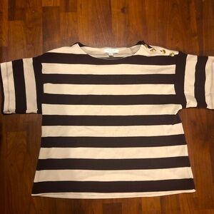 Ann Taylor Burgundy Striped Weekend Sweater Top